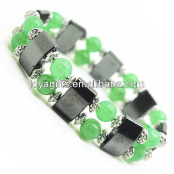 Magnetic Hematite Space Bracelet with alloy and 8MM Green Aventurine Round Beads